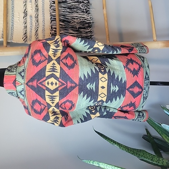 VTG 90s Denim & Supply Southwestern Aztec Print Collared Cardigan - Picture 4 of 8